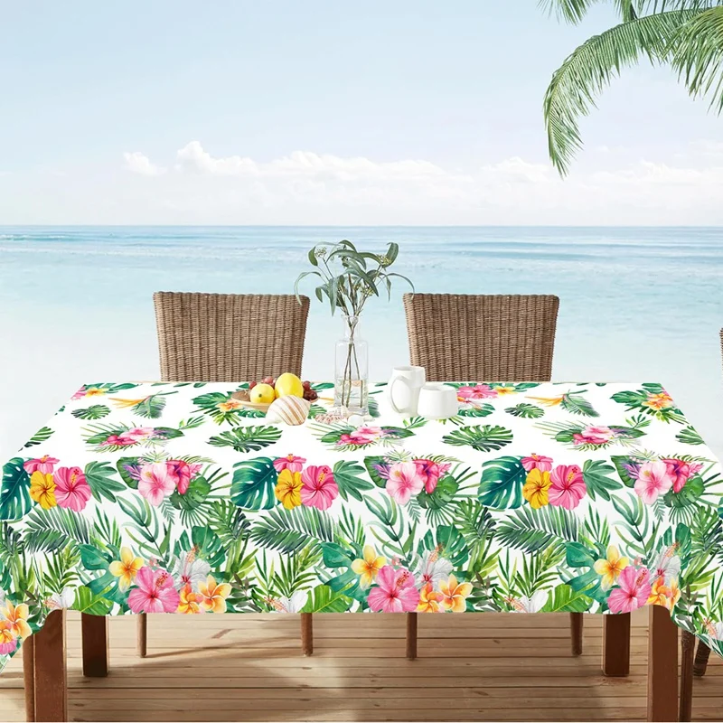 Hawaiian Party Decoration Palm Leaves Disposable Tablecloth Table Cover Tropical Summer Beach Supplies Luau Birthday Party decor - view 4