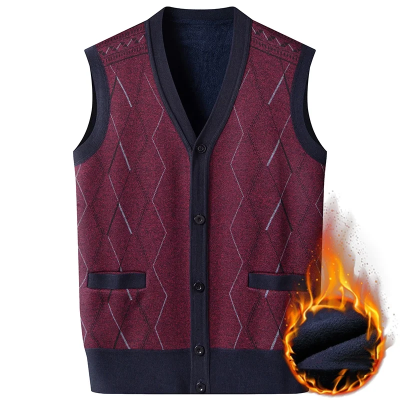 Trendy Mens Cardigan Sweater Vest for Men Slim Fit Thermal UnderShirt Winter Waistcoat Lightweight Knit Layer Top with Pockets