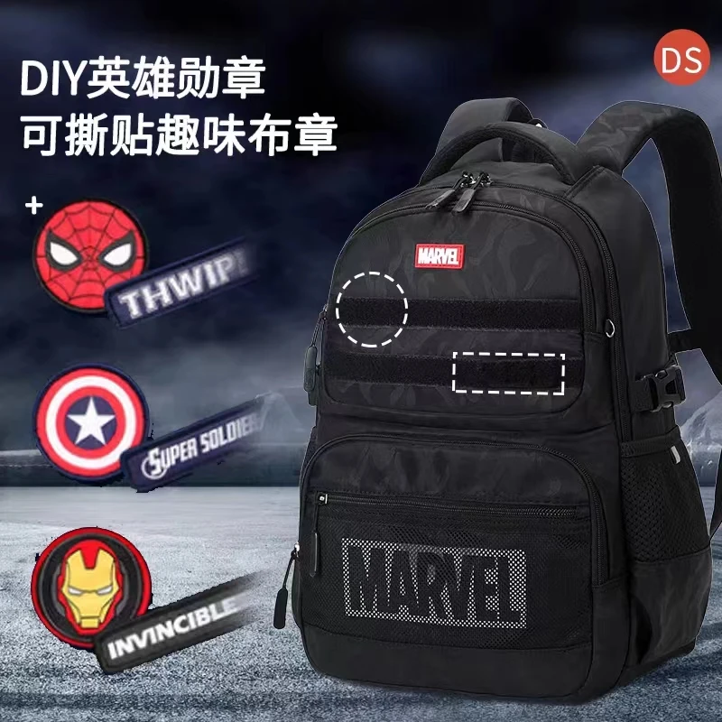 Disney New Leisure School Bags For Boys Iron Spider Man Middle Primary Student Shoulder Orthopedic Backpack Kids Gift Mochila