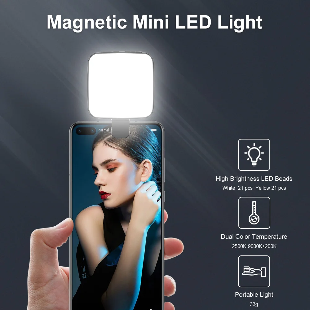 VLOGLITE Portable Phone Fill Light Magsafe Magnetic, suitable for iPhone/Android, phone and computer selfie fill light