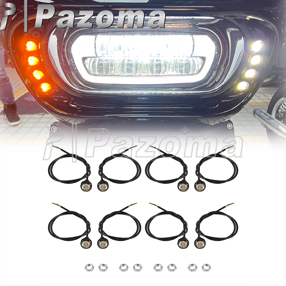 

Янтарный/белый Eagle Eye дневные ходовые огни мотоцикла светодиодный указатель поворота индикатор для Softail Fat Bob FXFB 114 FXFBS 2018-24