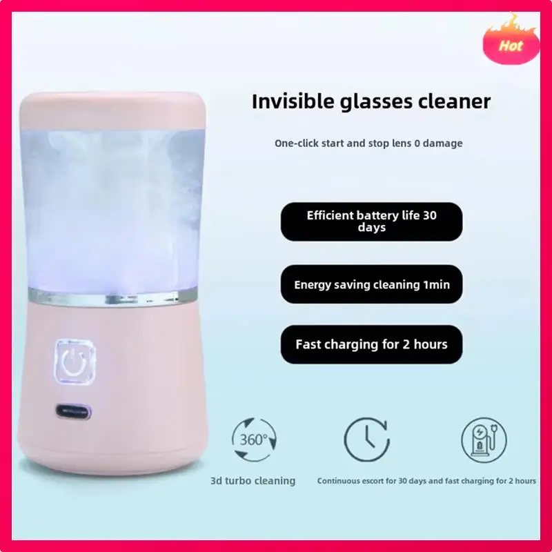 Limpiador de gafas con contacto AD, limpiador de gafas de lavado automático, caja de socio de carga para limpieza de gafas, color blanco