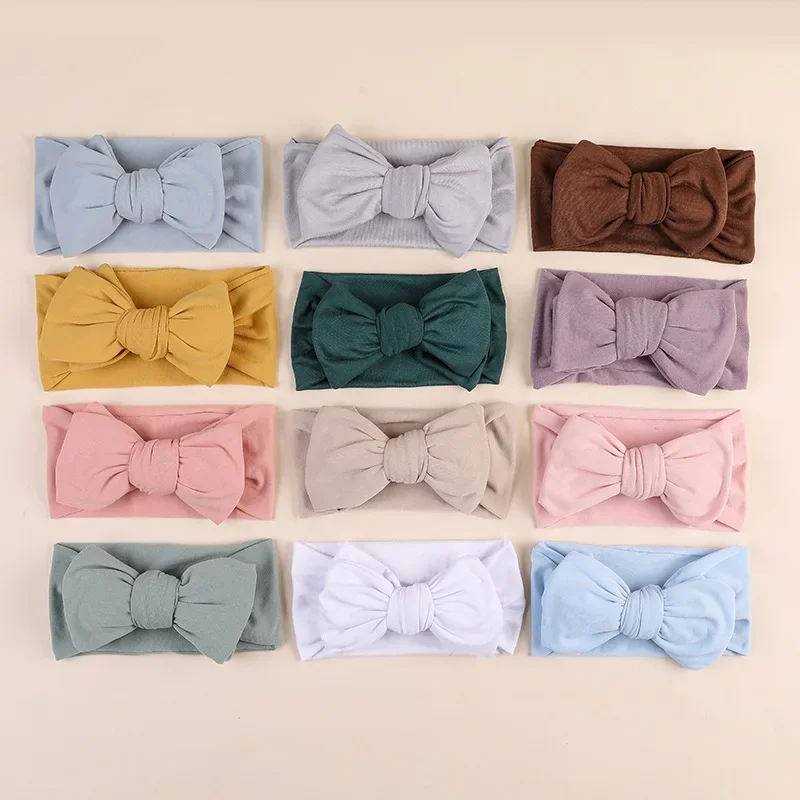 Baby girls Bows Headband For Infants Ear Warmer Turban Elastics Hairband Soft Headwraps Children Newborn Knit Hair Accessories