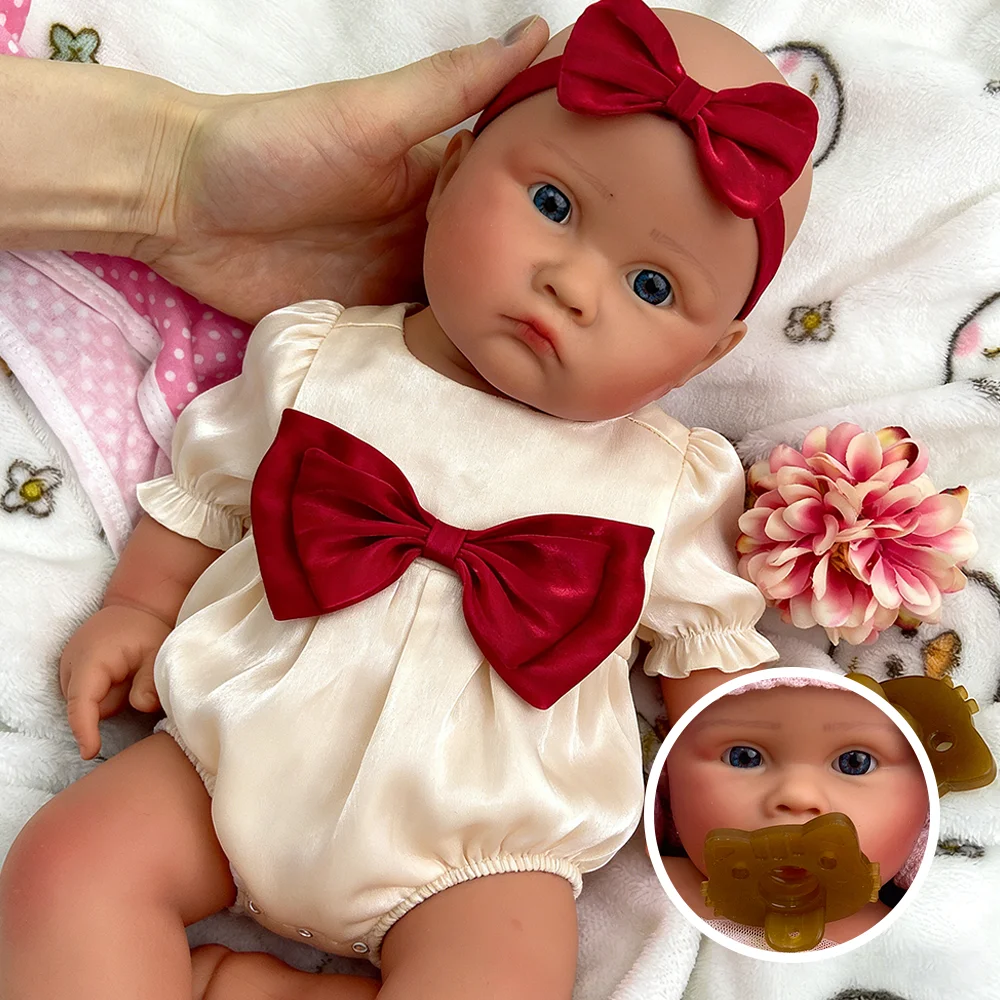 

Newborn 18Inch Realistic Silicone Reborn Baby Girl Doll Hand-Painted Weighted Toddler Veins Reborn Doll Perfect Christmas Gift