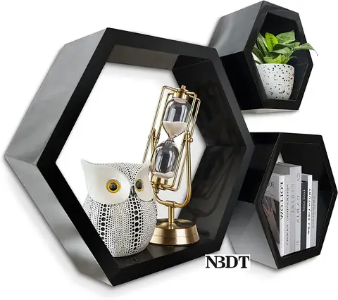 1Set Hexagon Honeycomb Lacquer Wall Floating Shelf For Decoration Storage