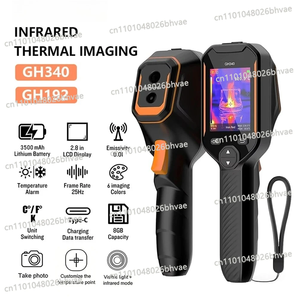 256x192 Thermal Camera with 2MP Visual Camera 640x480 Super IR Thermal Imaging Camera for HVAC Electrical Detect GH192