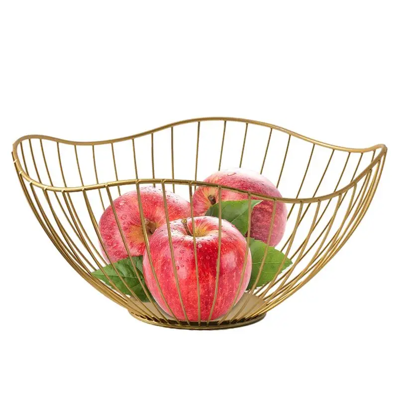 Wire Bowl Basket Artistic Metal Wire Snacks Basket Household Food Organizing Versatile Bowl For Strawberry Grapes Oranges Banana