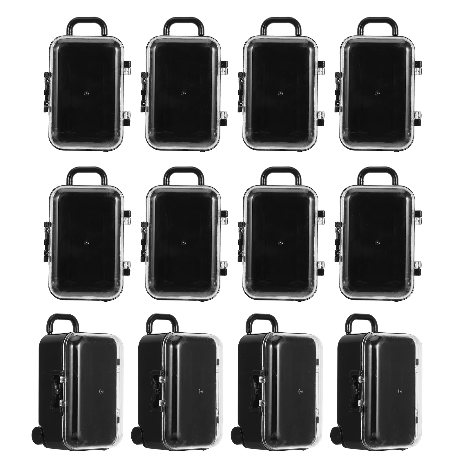 

12 Pcs Trolley Box Packaging Mini Suitcase Decoration Dollhouse Luggage Toys Travel Boxes Party Favor for Candy Plastic