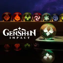 Genshin Impact Crystal Ball Luminou 7 Element Crystal Ball Vision Lnazuma Wendi Xiao Statue Figurine Cosplay Decoration Toy Gift