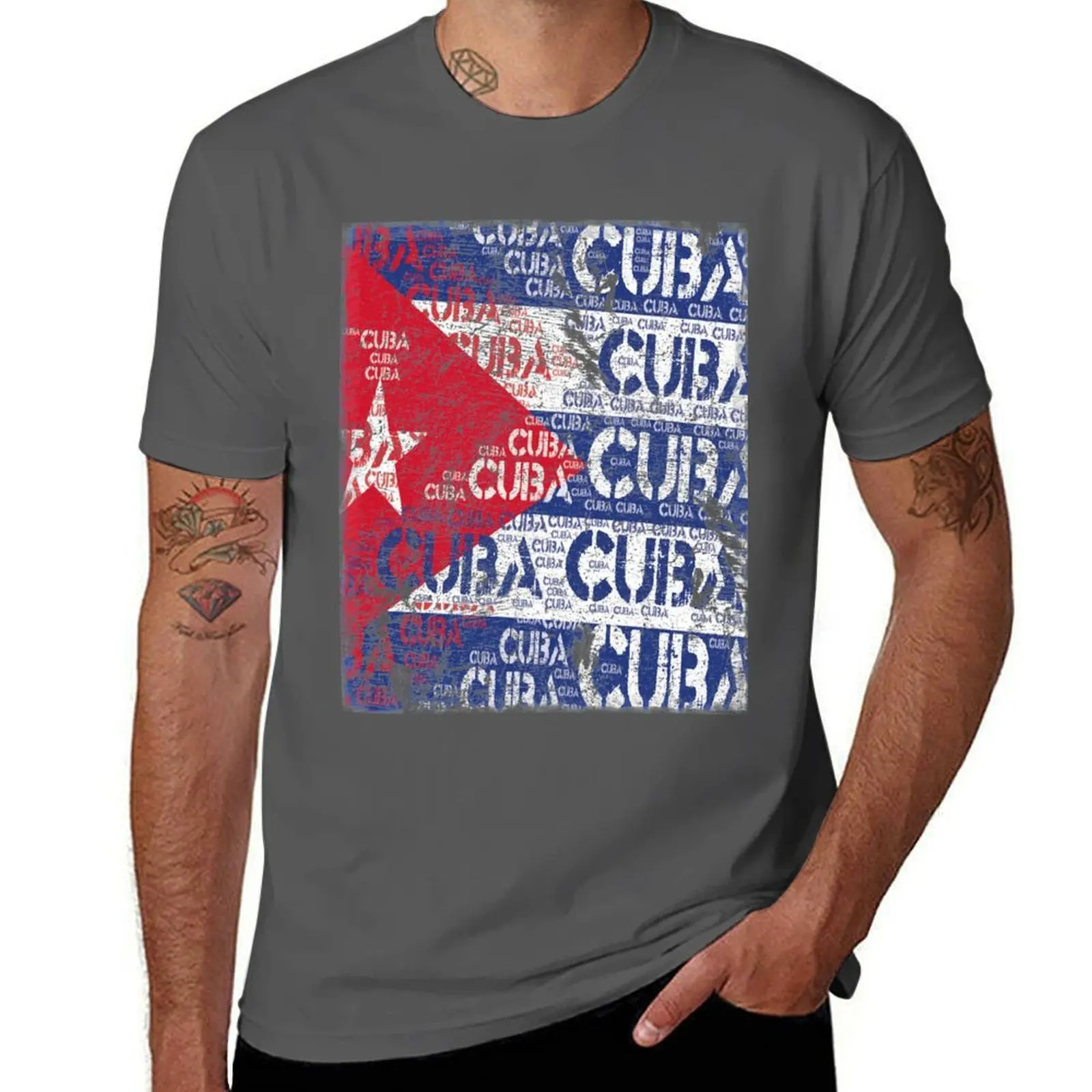 

Cuba flag distressed T-Shirt t shirt man luxury man t shirts high quality luxury brand T-Shirt