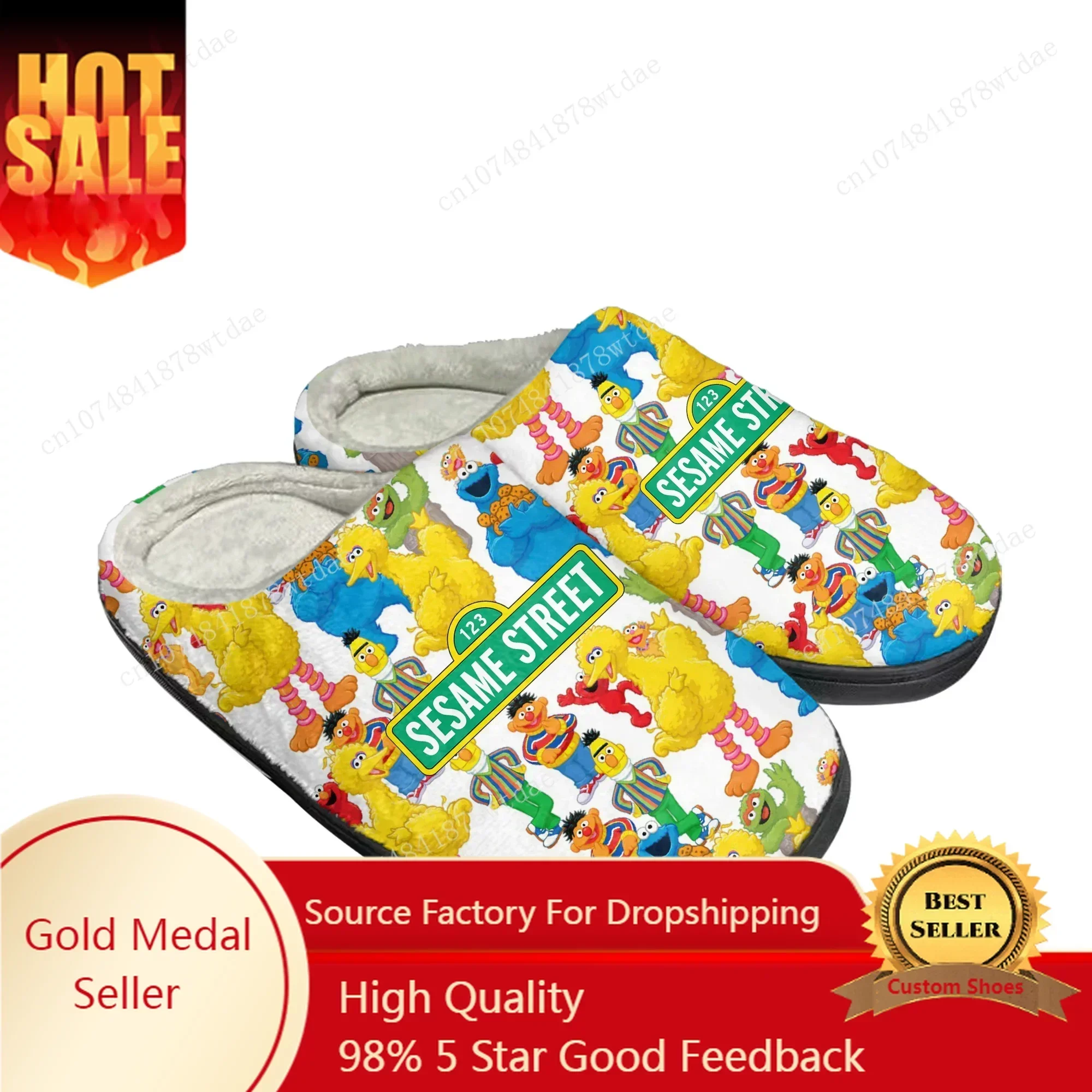 

Cartoon Fashion S-Sesame S-Street Muppet Home Cotton Adult Slippers Plush Bedroom Keep Warm Shoes Custom Thermal Indoor Slipper