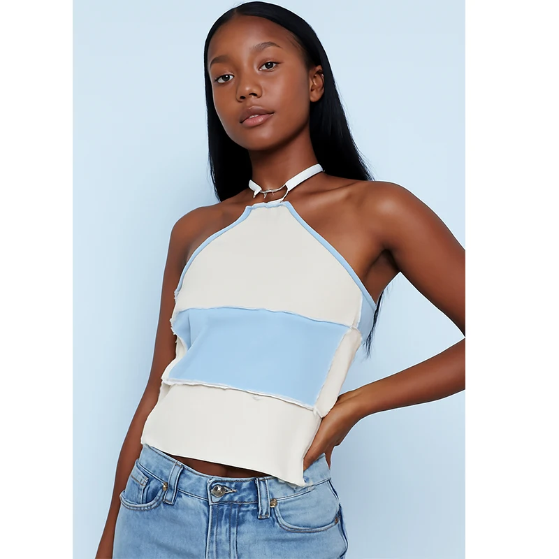 

Y2K Halter Camis Strapy Sexy Women's Slim Fit Short Style Hanging Neck Base Shirt Fashionable Casual Cropped Knitted Tank Tops