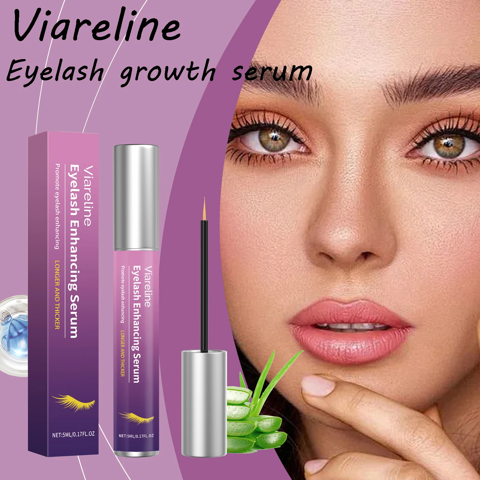 Viareline soro para realce de cílios, promove o crescimento das cílios, nutritivo, espessamento, fortalecimento natural, soro de cuidados com os cílios