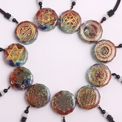 1PCS Orgone Pendant Natural Gravel Stone Resin Metatron Pendant Healing Necklace Energy Protection Sweater Chain Jewelry