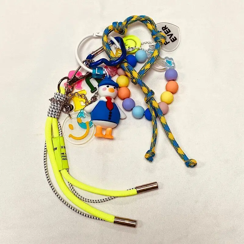 New 2025 Fashionable Ins Rainbow Beads Novel Hanging Chain Ropes Key Bag Pendant For Men And Women Jewelry Accessories