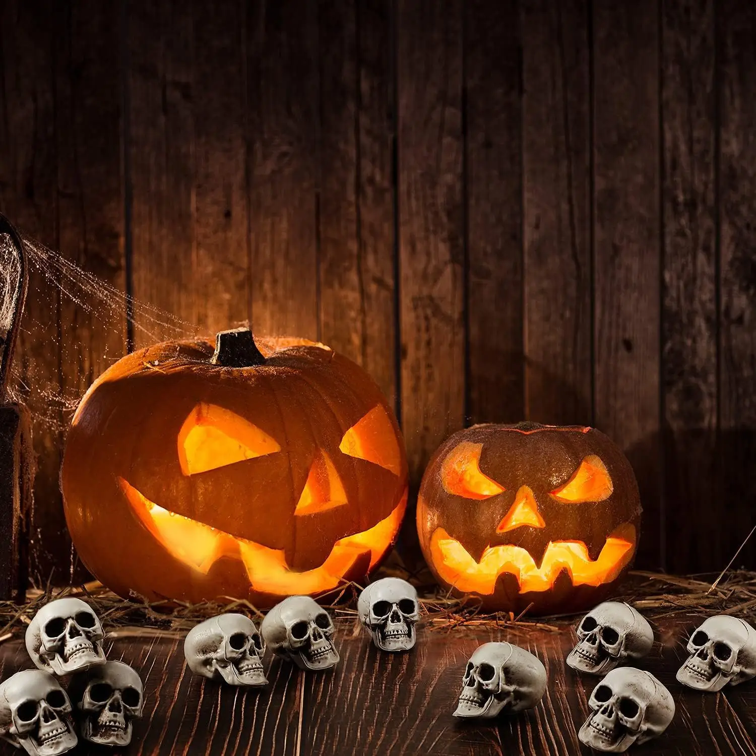 10 قطع من رؤوس جمجمة بلاستيكية واقعية صغيرة: عظام مخططة، متينة مرحة. لا حاجة للكهرباء لجميع القديسين/الجزء المخيف/الموضوع #4