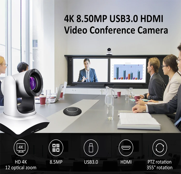 4k Ultra High Definition PTZ Camera With Intelligent AI Tracking Function And Video Conference System For Online Meeting