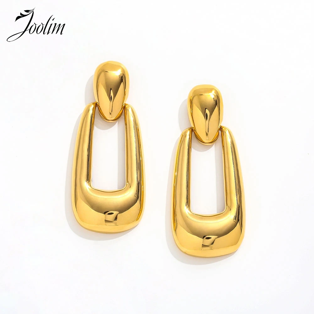 

Joolim Jewelry High Quality PVD Wholesale No Fade Chunky Geometric U-shaped Removeable Hoop Stainless Steel Earring for Women