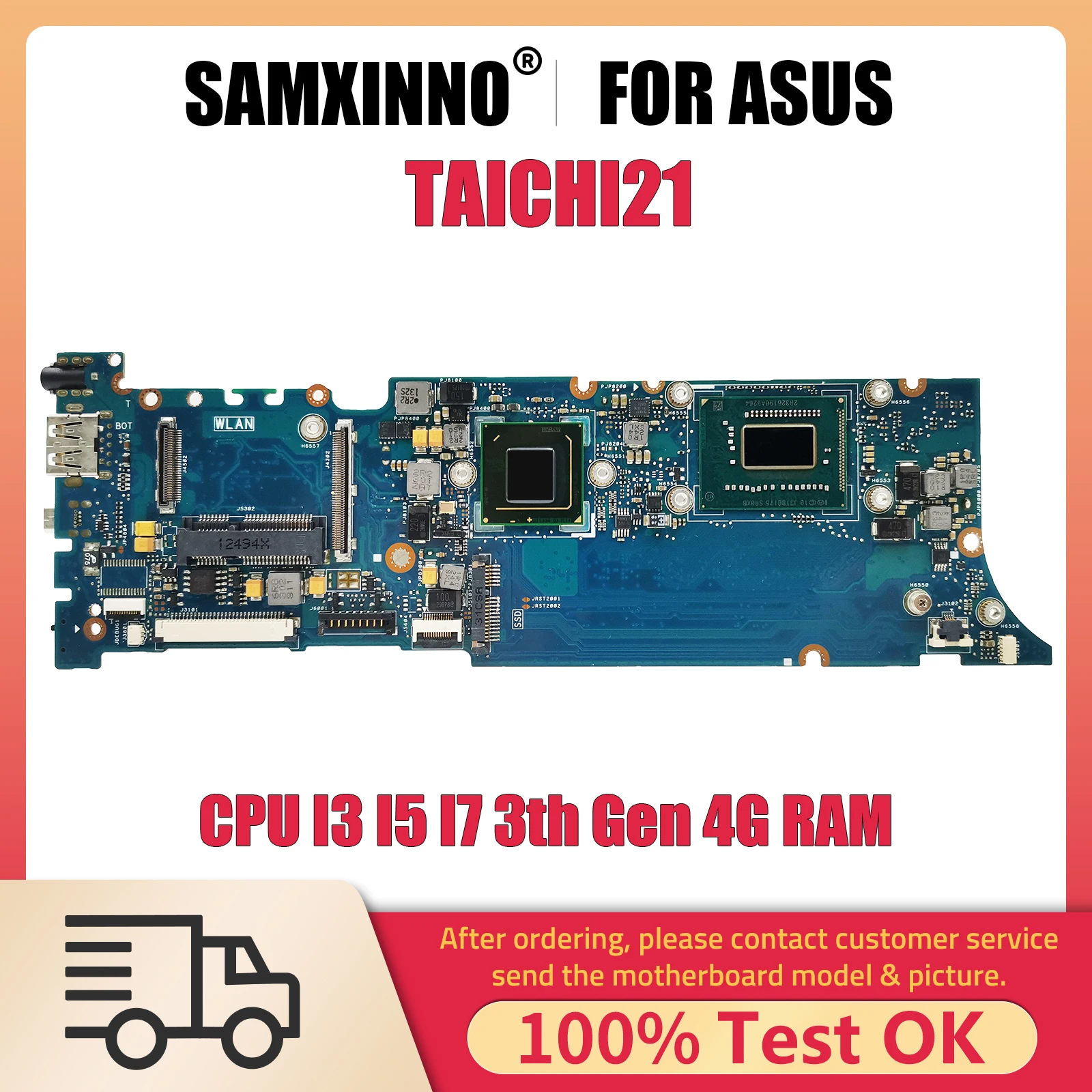 

Notebook TAICHI21 Mainboard For ASUS TAICHI 21 Laptop Motherboard With I3-3217U CPU 4GB RAM