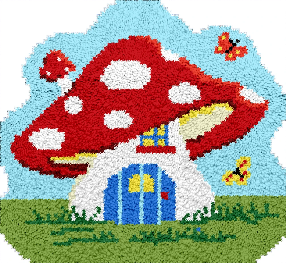 Latch hook carpet Home decoration Carpet embroidery set with Pre-Printed Foamiran mushroom Canvas for embroidery Tapestry tapis