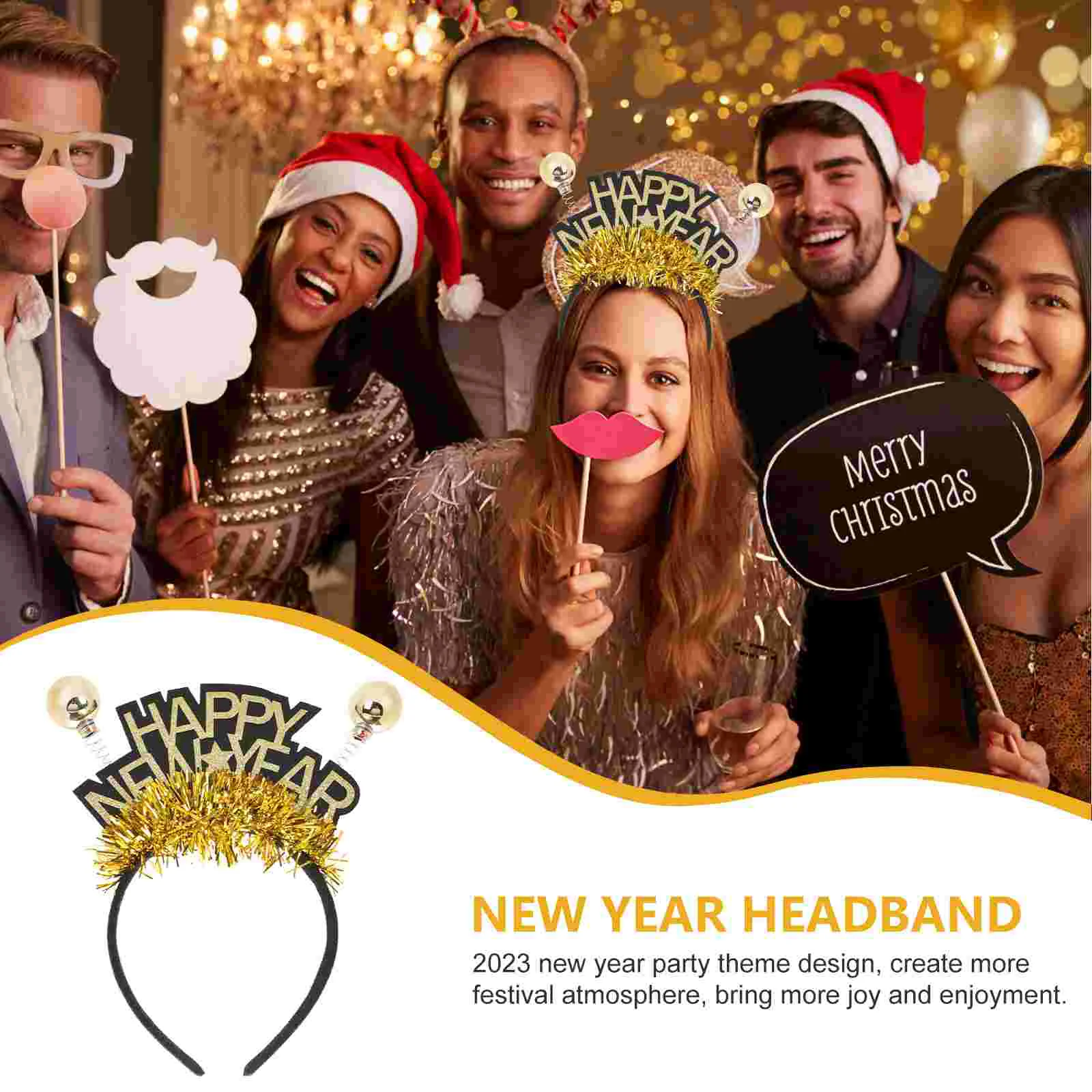 5 Pcs Hair Toppers New Year Headband Delicate Years Funny Hairband Happy Decor Reusable Photo Booth Props Golden Miss