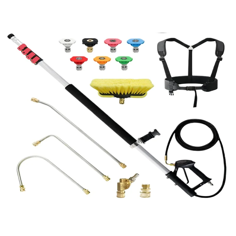 High Pressure Cleaner Telescopic Rod Water Gun 4 Sections Lengthened 6 Meters High Pressure Water Gun