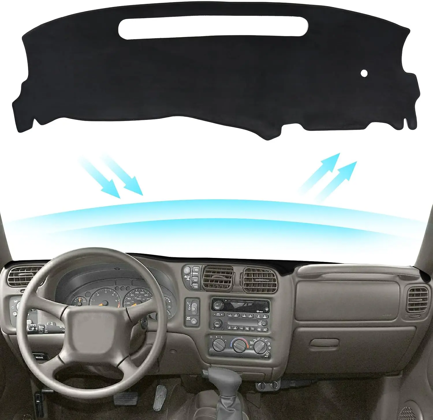 لوحة القيادة السوداء داش غطاء لوحي حصيرة السجاد لشيفي 1998-2005 السترة S10 لجي إم سي جيمي سونوما إنفوي لولدزموبيل برافادا