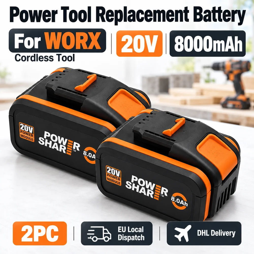 Image of WX390 Ersatzakku für WORX 20V 8000mAh Li-Ion Elektrowerkzeug, 1PC / 2PC / 3PC / 4PC Optionen oder Ladegerät, WA3014 Akku-Code-Überprüfung