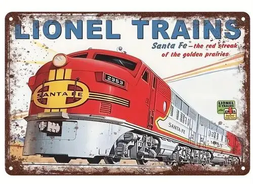 Lionel Trains Santa Fe Vintage Neuheit Metallschild