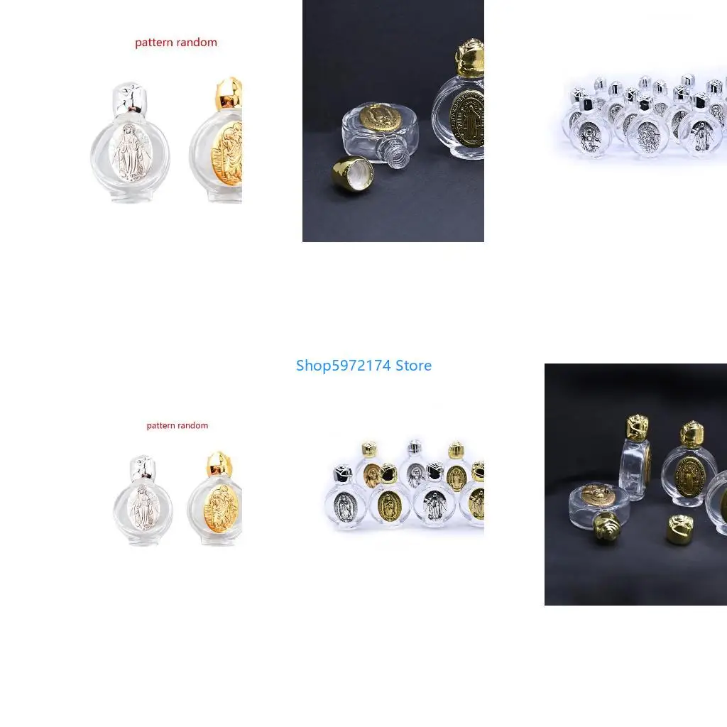Y3NB Glass Holier Water Container Secure Bottles with Secures seal Lid For Church Use