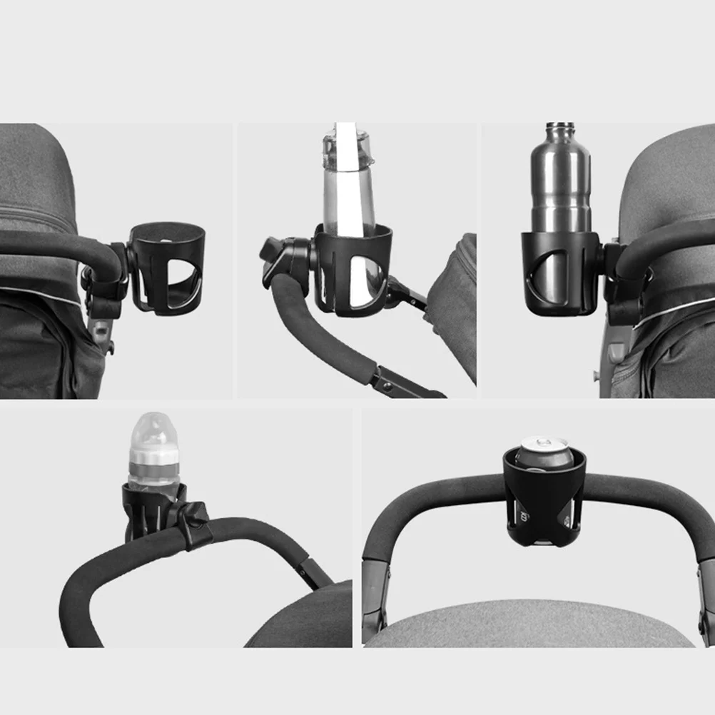 Universal Baby Stroller Cup Holder 360 Degree Rotation Easy Install Bottle Holder for Bikes Mountain Bikes Wheelchairs Black