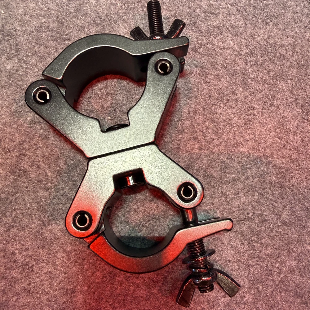 Heavy Duty Double Truss Clamp 50mm 60mm Dual Hole Aluminum Alloy 500KG Load Swivel Stage Light Hook Anodized Silver Black for DJ
