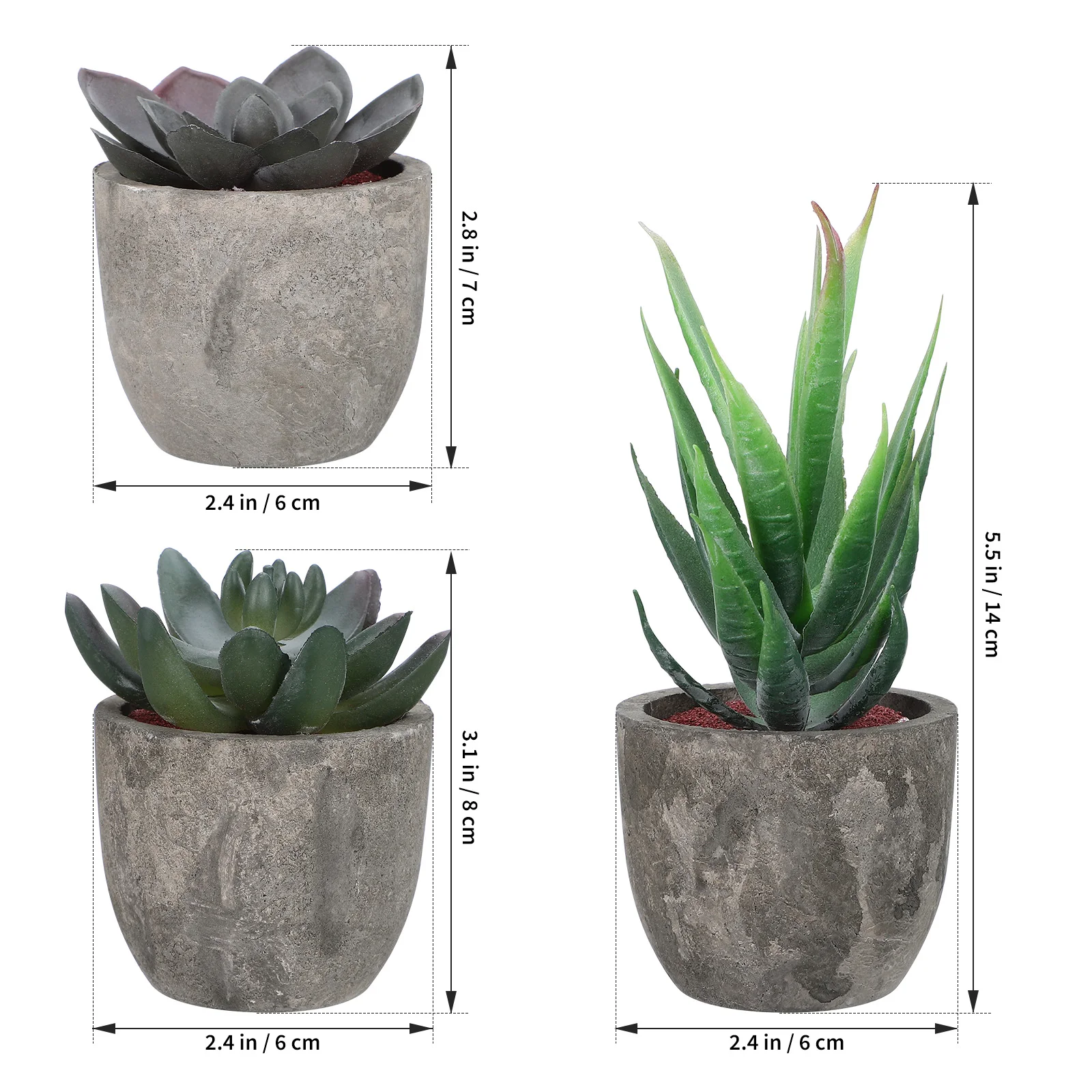 

3Pcs Artificial Succulent Plants Lifelike Fake Succulent Decoration Suitable for Home Office Balcony Simulation Plastic