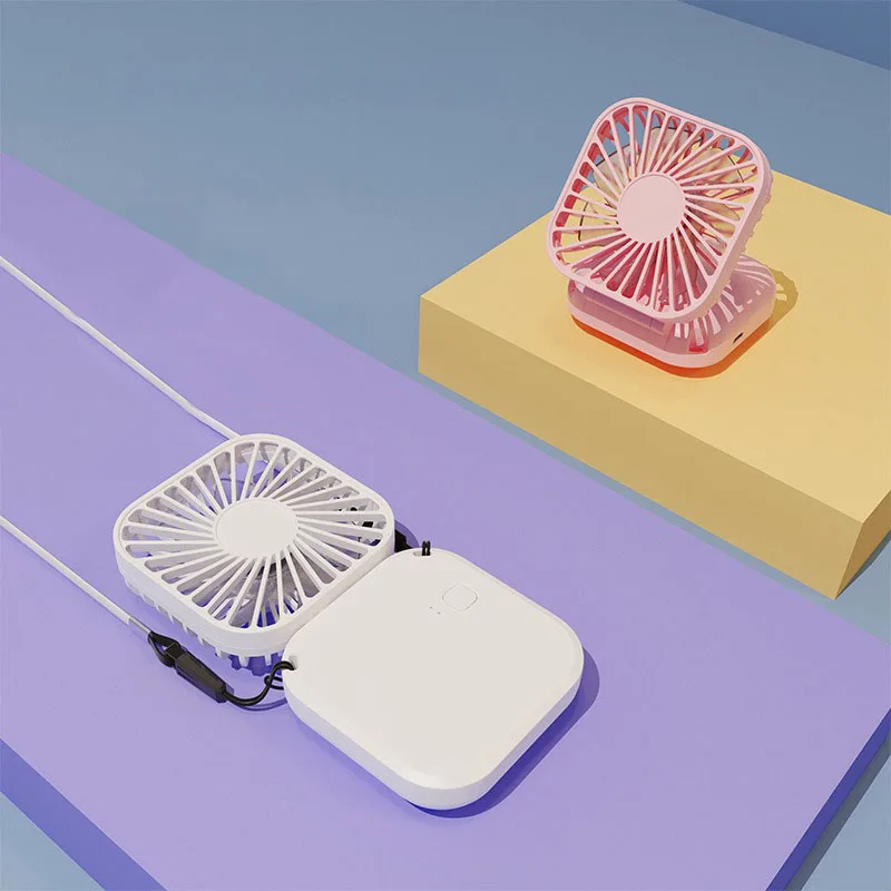 

Ручной вентилятор с тремя передачами ветра, перезаряжаемый через USB, настольный офисный удобный карманный маленький уличный мини-складной шейный вентилятор