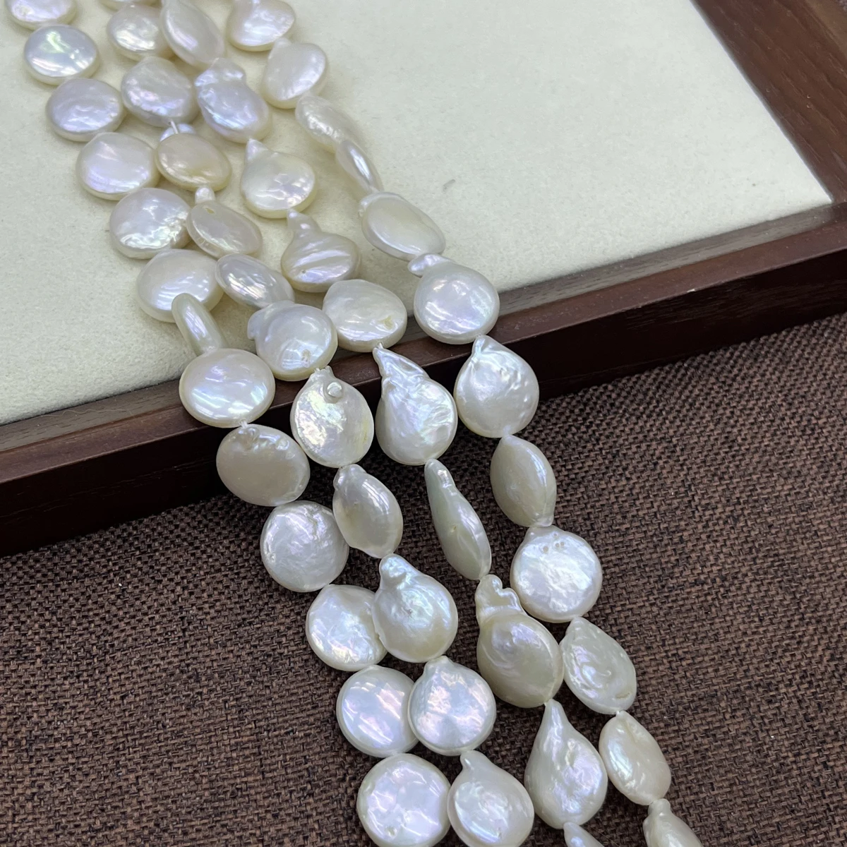 

AAA 13-14mm Button-Shaped Baroque Natural Pearl Semi-Finished Beads for Jewelry Making DIY Necklace Bracelet Accessories 36cm