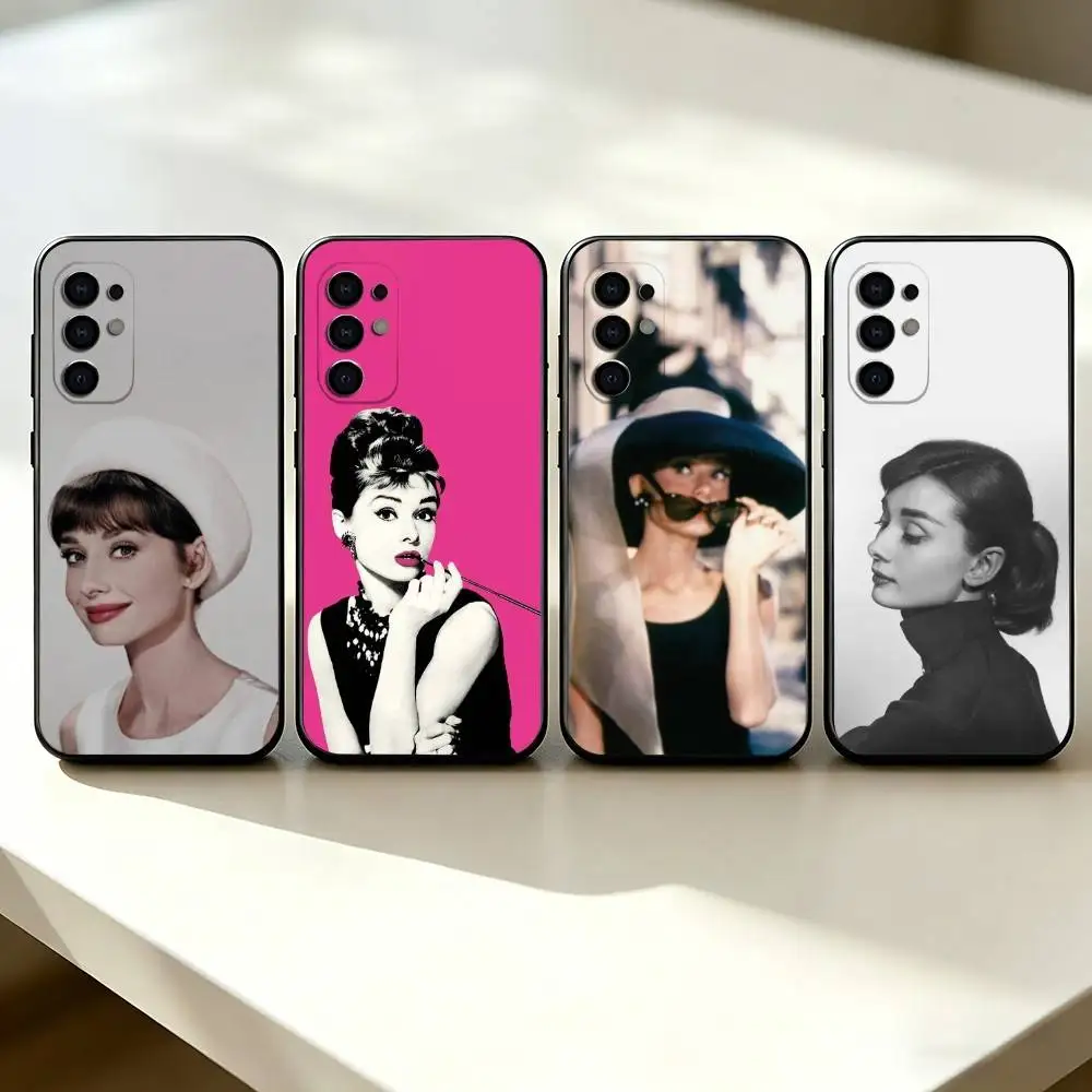 Fashion actress A-Audrey H-Hepburn Phone Case For Samsung S25,S24,S21,S22,S23,S30,Ultra,S20,Plus,Fe,Lite,Note,10,Black Cover