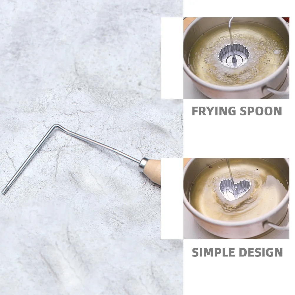 

1Set Aluminium Alloy Frying Spoon Wooden Handle for Shrimp Cake Sweet Potato Pastry Pizza Cookie Maker Home Cooking