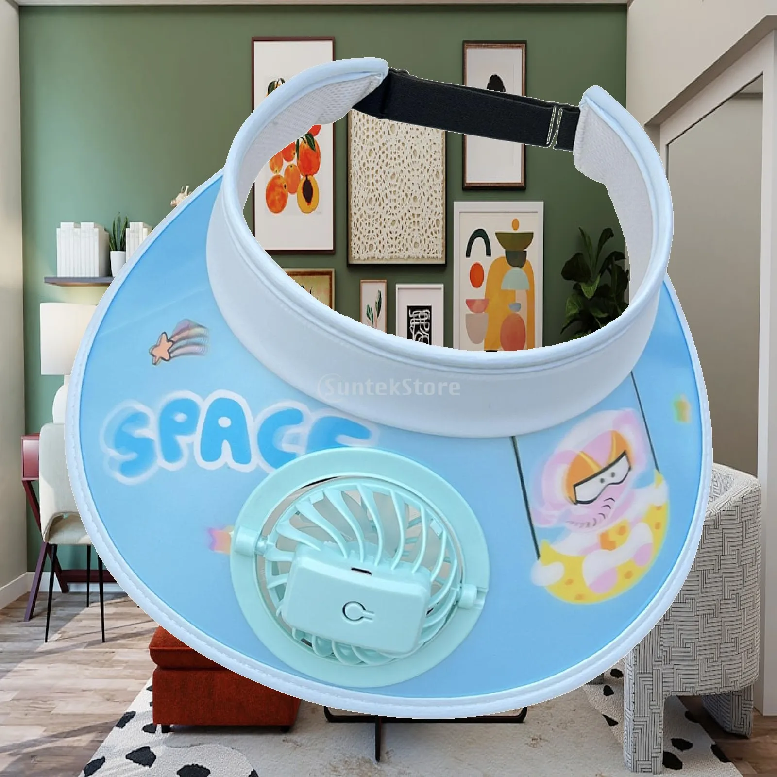 

Sun Visor Hat with Fan Portable Wide Brim Sun Hat Built in Fan