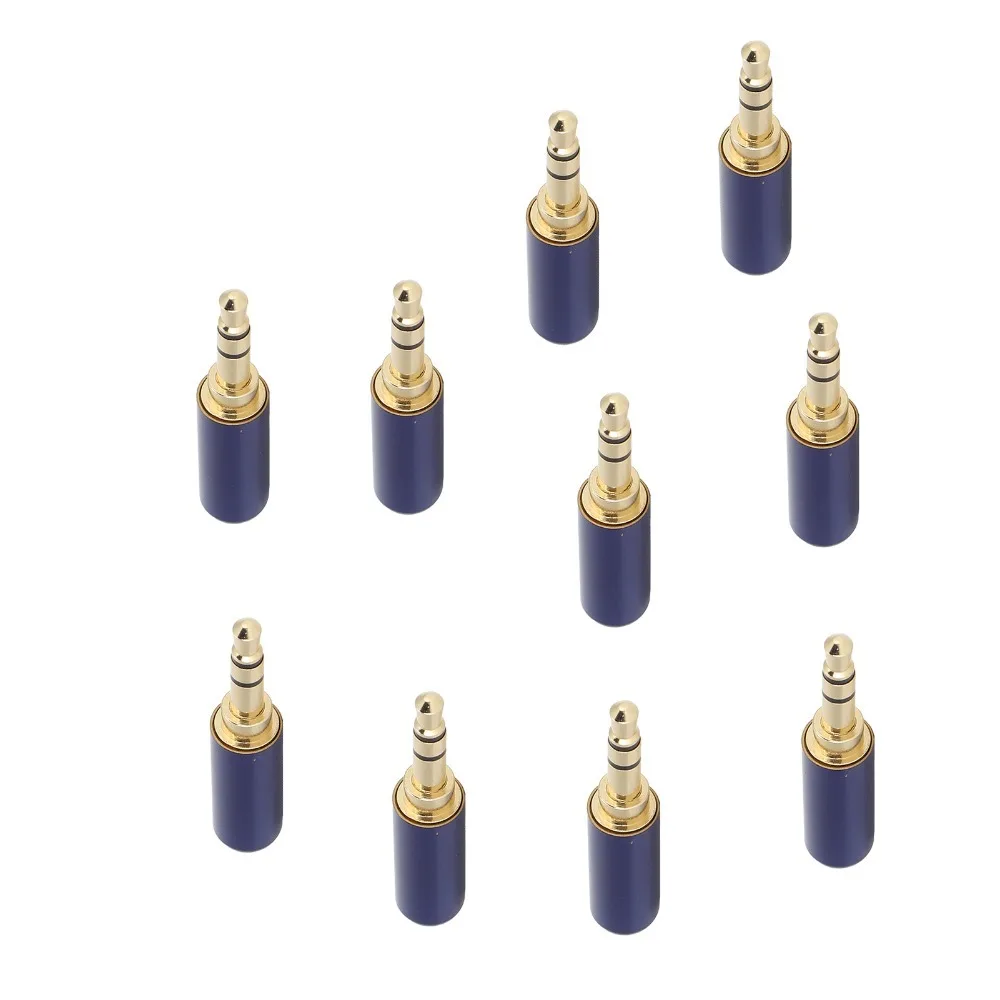 10PCS Clear Lossless Sound Quality 3-Pole 3.5mm Stereo Dual Channel Audio Plug Gold Plated Headphone Audio Jack