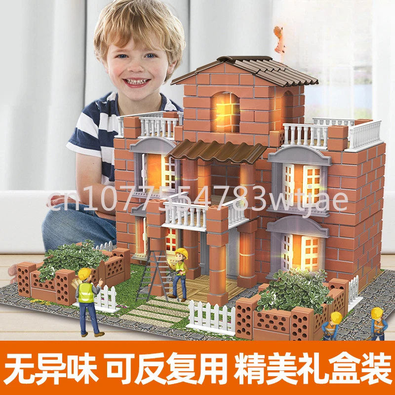 Little Mason Children's Handmade DIY Hut Building Sandtable Wall Building Model Toy Color Box