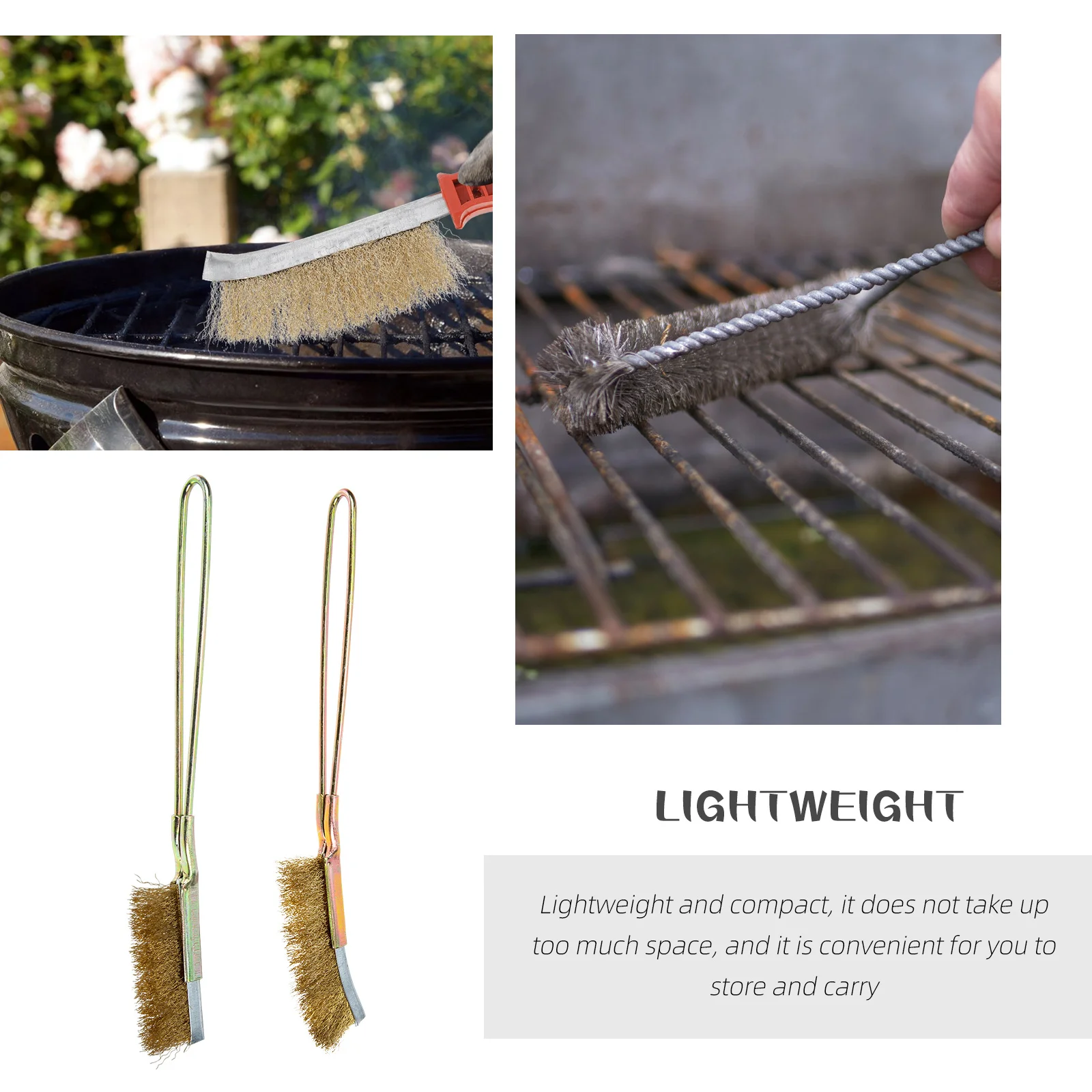 

2Pcs Copper Wire Scratch Brush Wear Resistant Grill Brush Bristle Free for Bbq Grill Cleaning Supplies Kit Copper Wire Scratch