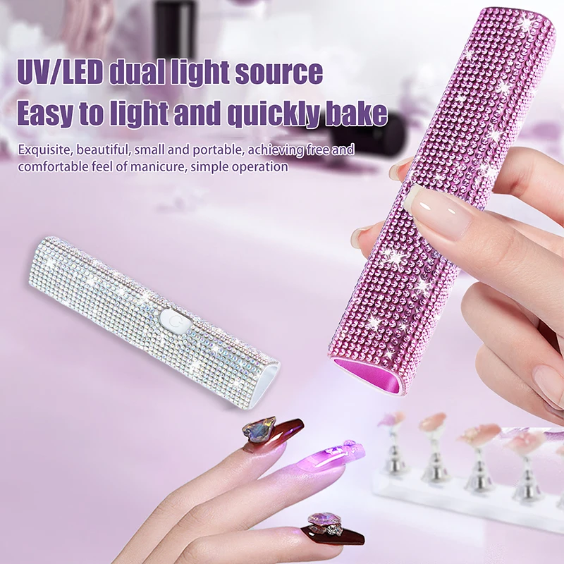

Handheld Nail Dryer Lamp UV/LED For Curing All Nail Gel Polish Nail Art Tool USB Rechargeabl Quick Dry Nail Lamp With Diamond