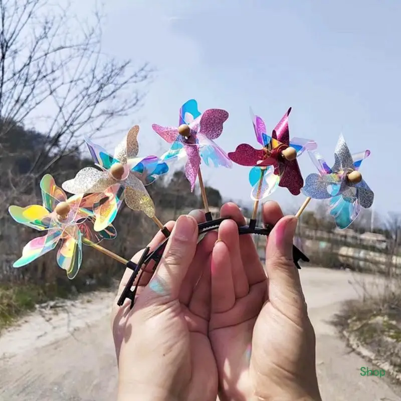 Dropship 10Pcs Windmill Hair Clip Colorful Child Girls Duckbill Hairpin Plastic Sweet Gift Barrettes Headwear Accessory