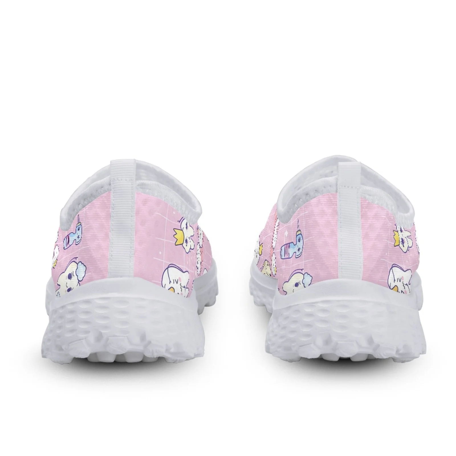 INSTANTARTS Cartoon Dental Loafers Pink Tooth Print Comfortable Breathable Shoes Medical Nurse Shoes Women\'s Slip On Shoes Flat