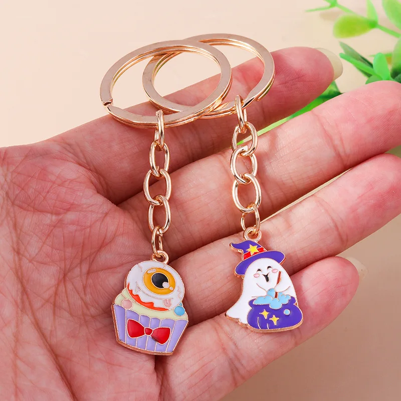 1Pcs New Personalized Creative Accessories Cartoon Halloween Cake Witch Keychain Cute Fun Fashion Versatile Pendant Accessories