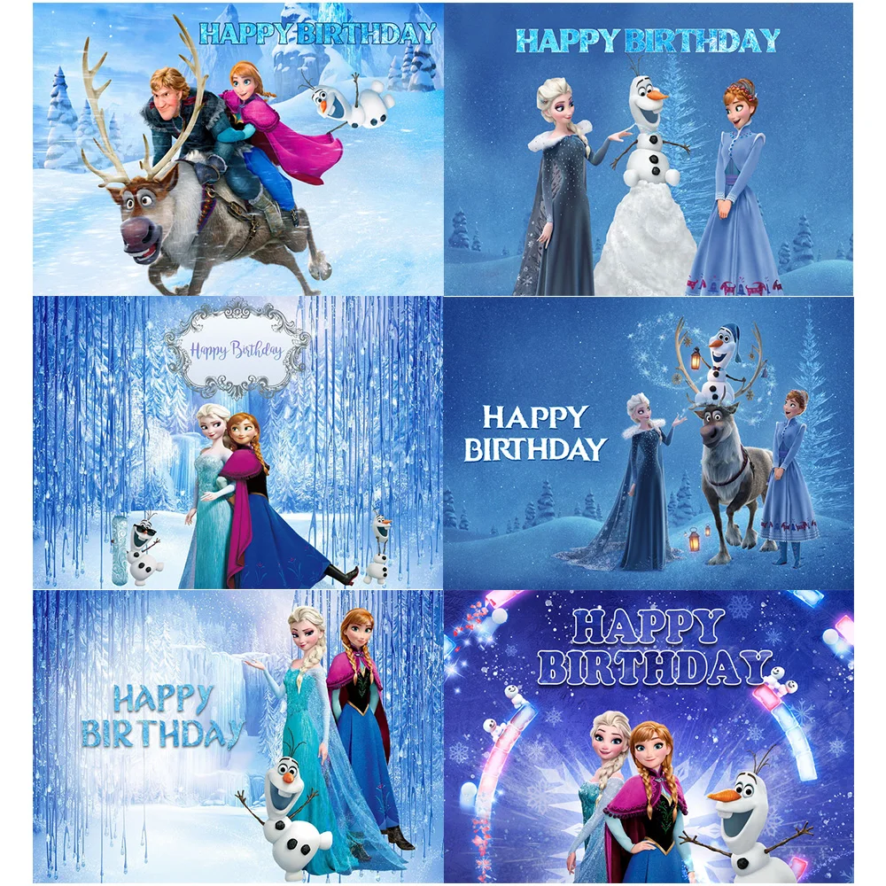 Disney Frozen Elsa Backdrop Birthday Banner Girl Kids Photography Birthday Banner Party Ice Baby Shower Snow Castle Background