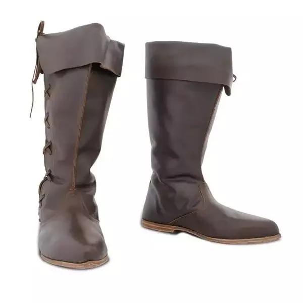 Renaissance Mittelalterliche Gotik Punk Piratenstiefel Damen Halloween Ritter Cosplay Requisiten Schuhe Herren Retro Hexenstiefel aus PU-Leder – Detail 3