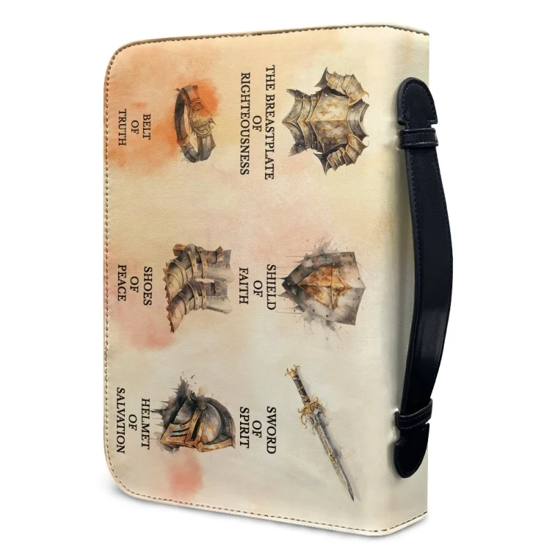 Armor of God-funda con estampado personalizado para mujer, accesorio de fe, iglesia, biblia, bolsos de PU, libro de estudio, cajas de almacenamiento