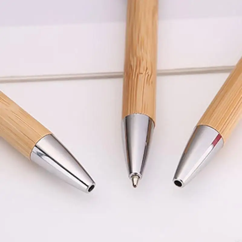 

62KA 10x/Set 0.5mm Bamboo Pen Retractable Ballpoint Pen Journaling Pen Smooth Writing Pen Stationery Supplies for Writing
