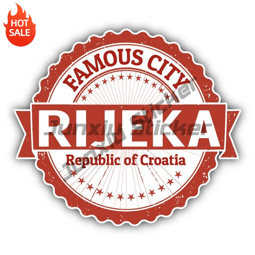 Rijeka City Croatia Grunge Travel Stamp PVC Sticker Self Adhesive Decal For Camper Window And Luggage Exterior Decoration